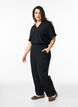 Loose trousers in linen and viscose, Black, Model image number 0