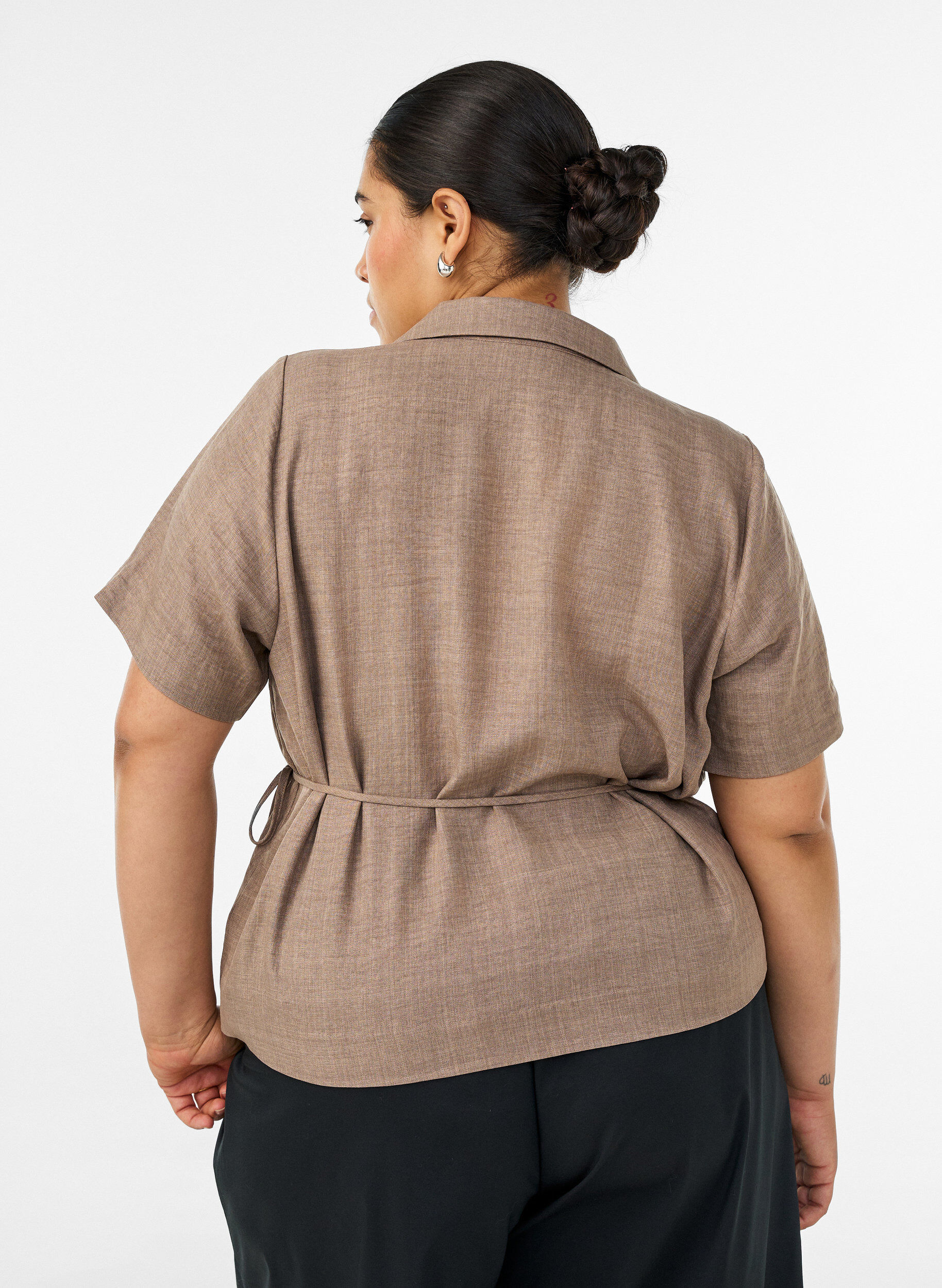 ZizzifashionWrap shirt with tie fastening, Brown, Model image number 2