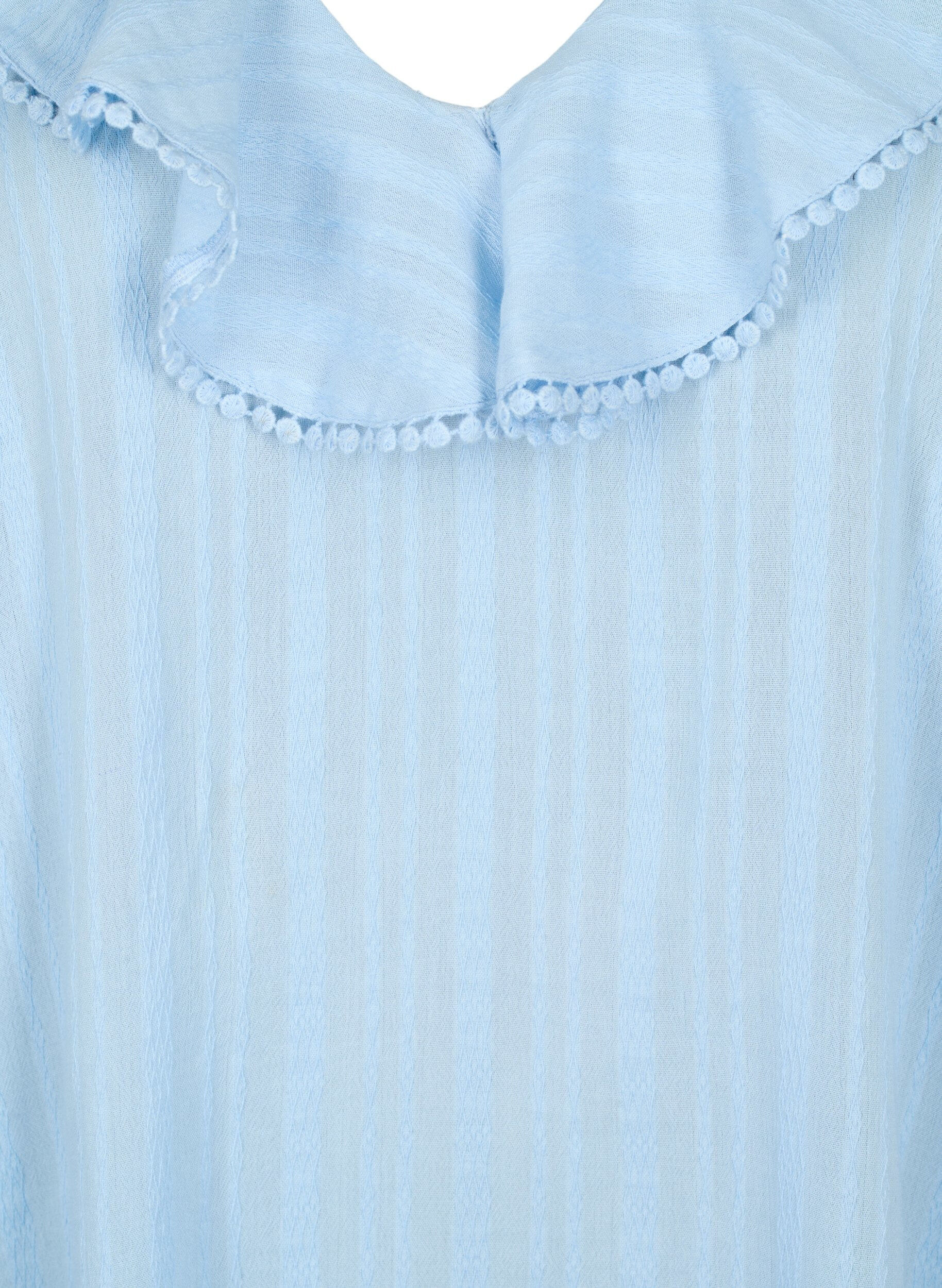 Zizzifashion Blouse with 3/4 sleeves and lace, Chambray Blue, Packshot image number 2