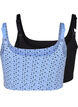 2-pack bra top in cotton with adjustable straps, Serenity AOP/Black, Packshot image number 1