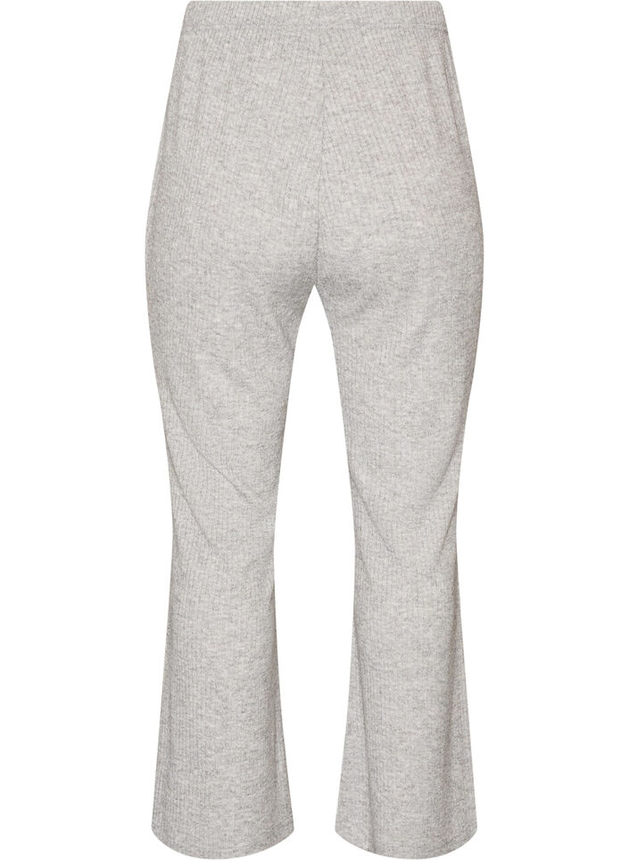 Jersey trousers with ribbed texture and flare, Grey, Packshot image number 1
