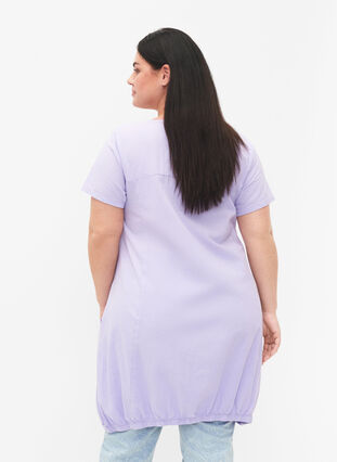 Short sleeve cotton dress, Lavender, Model image number 1