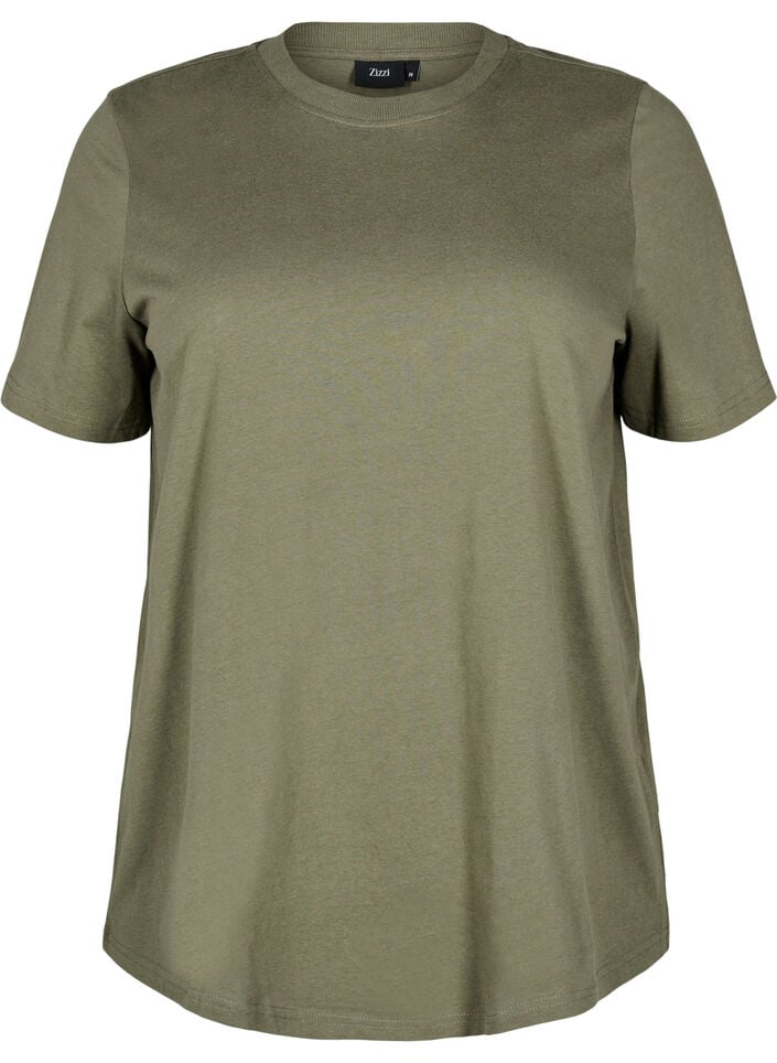 Basic cotton T-shirt with round neck, Green, Packshot image number 0