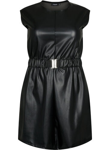 Leather look short dress, Black, Packshot image number 0
