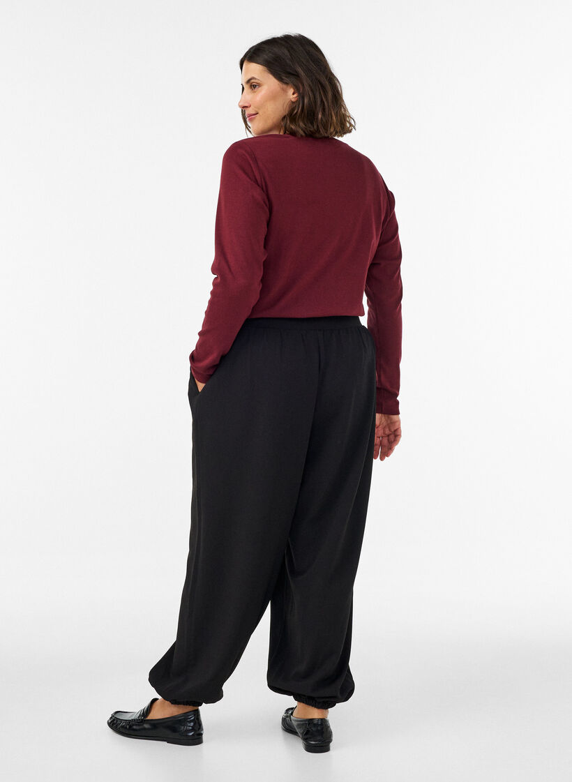 High-waisted jersey balloon trousers, Black, Model image number 1