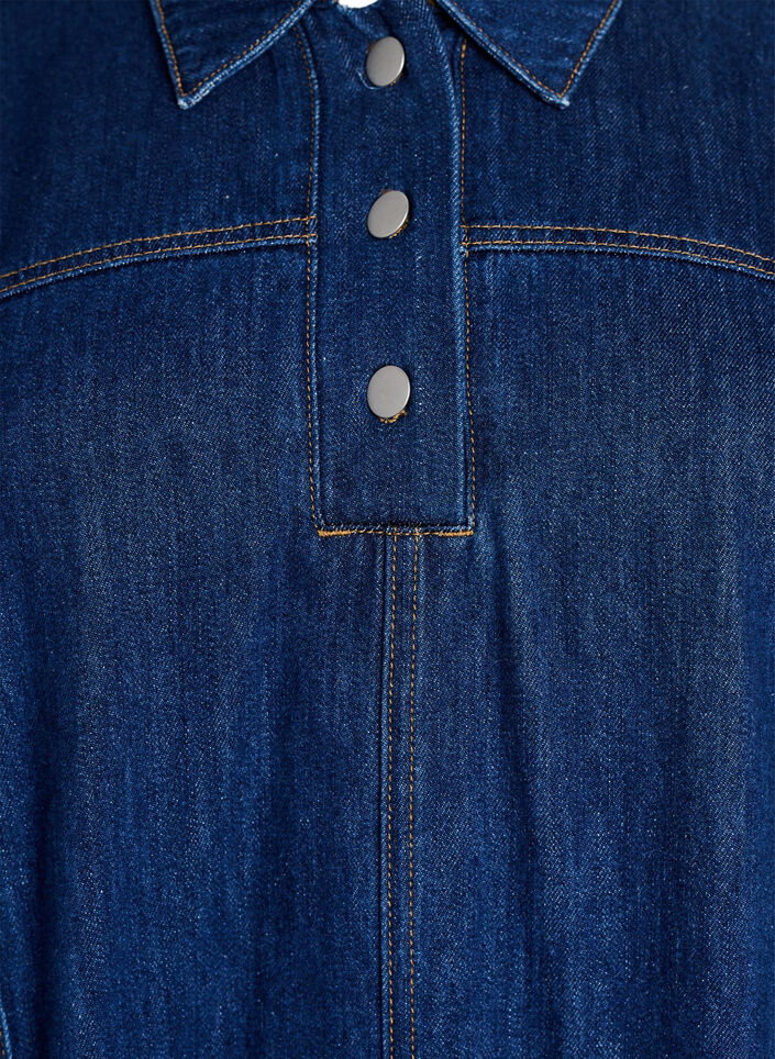 Short denim dress with collar and button fastening, Blue, Packshot image number 2