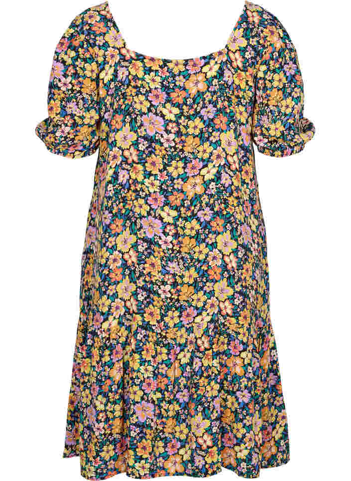 Floral viscose midi dress, Multi Flower AOP, Packshot image number 1