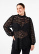 Lace blouse with bow detail, Black, Model image number 0