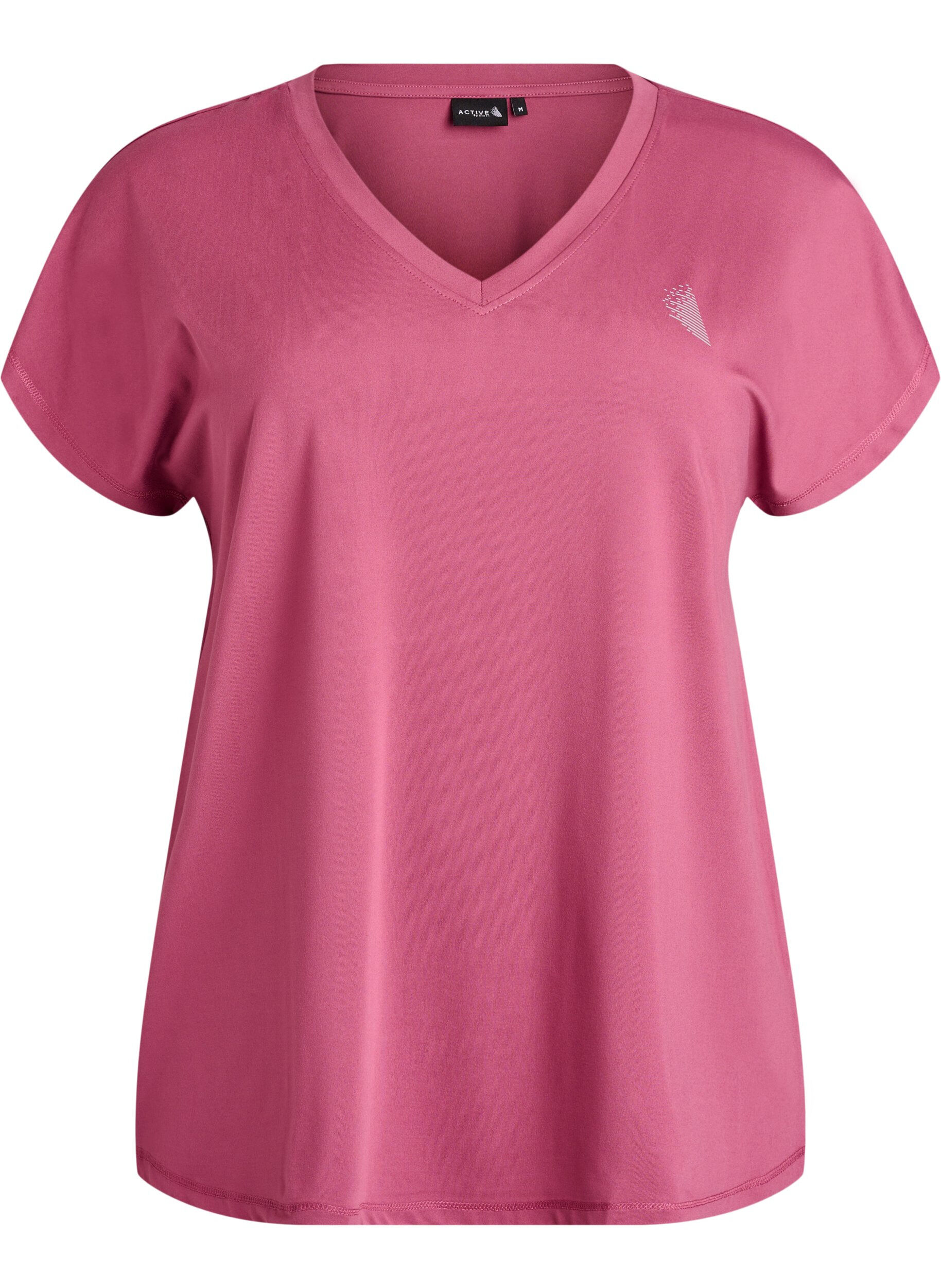 ZizzifashionLoose training t-shirt with v-neck, Red, Packshot image number 0