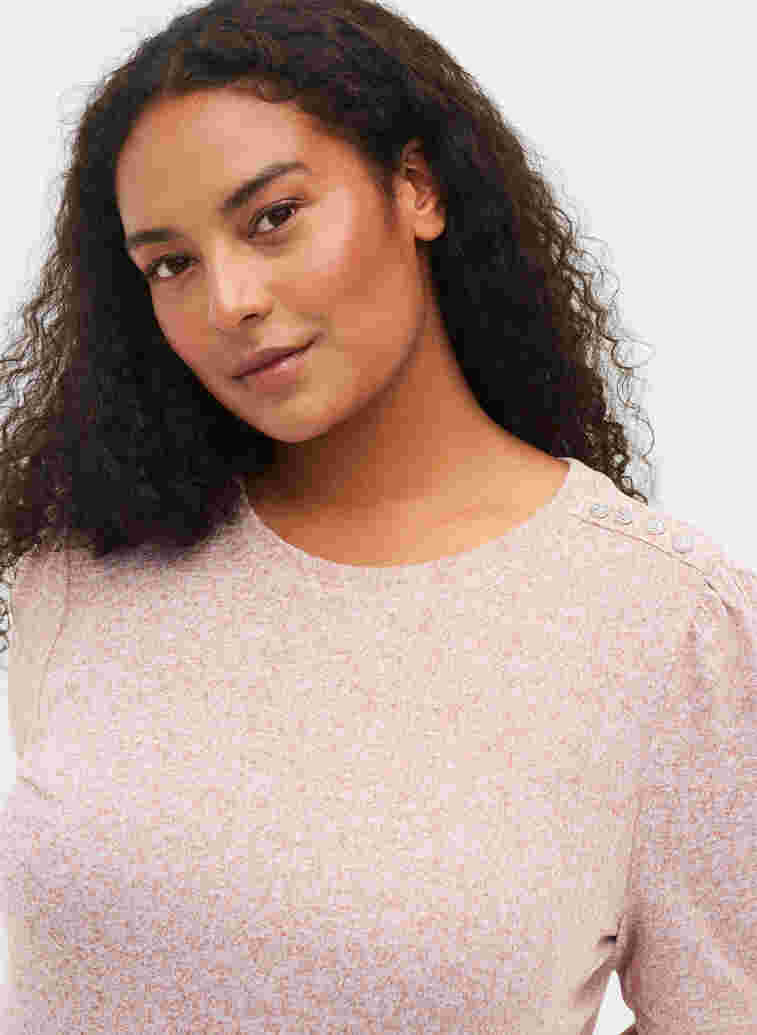 Blouse with short puff sleeves, Dusty Rose Mel., Model image number 2