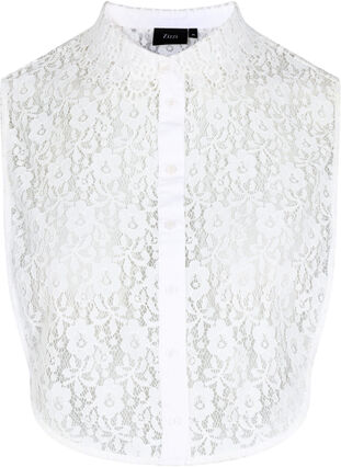 Detachable collar in lace material, Bright White, Packshot image number 0