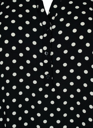 Blouse with short sleeves and v-neck, Black w. Dots, Packshot image number 2