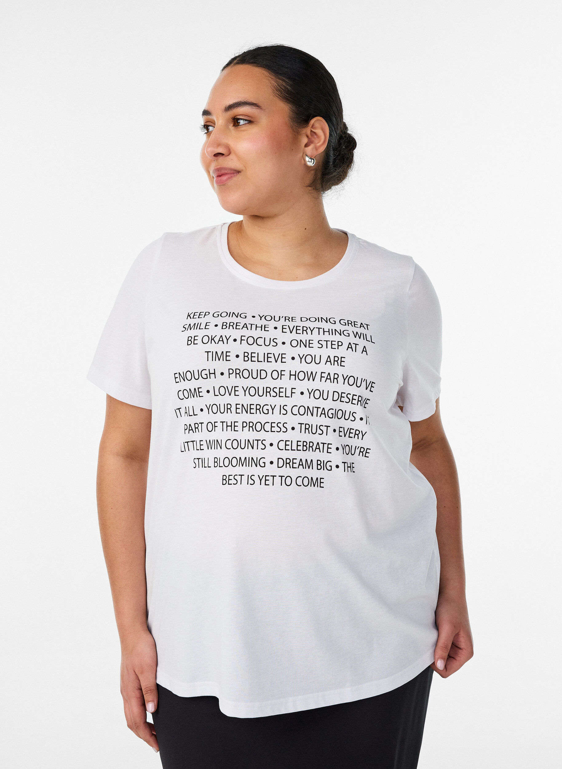 T-shirt with motif, White, Model