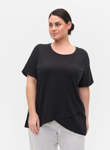 Cotton t-shirt with short sleeves, Black, Model image number 0