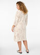 Knitted dress with openwork pattern and 3/4 sleeves, Beige, Model image number 1
