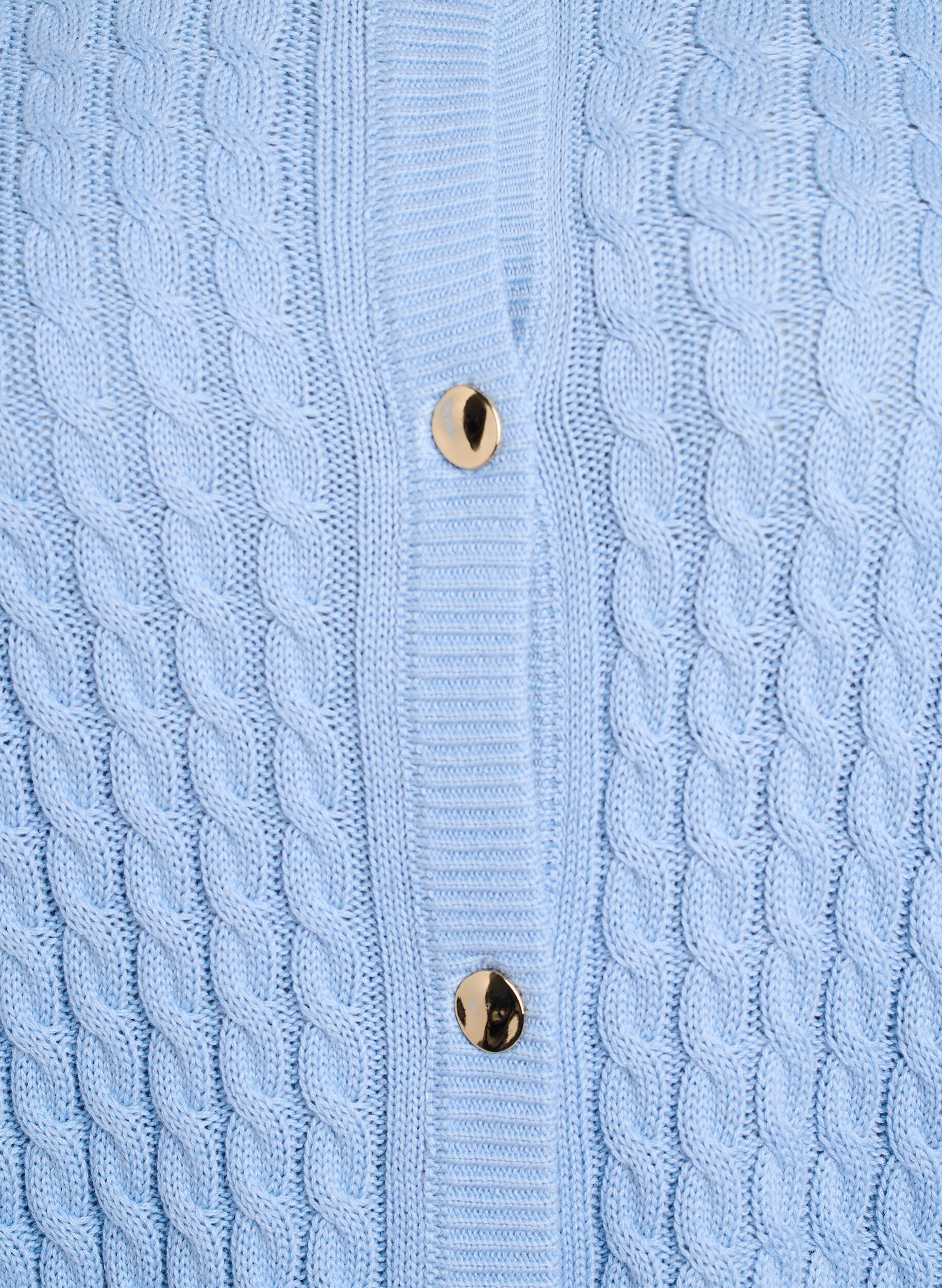 ZizzifashionCable-knit cardigan with golden buttons, Blue, Packshot image number 2