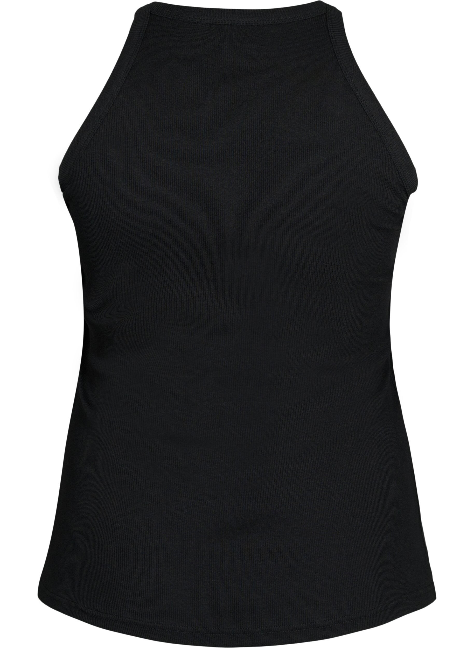 Zizzifashion Ribbed cotton tank top, Black, Packshot image number 1