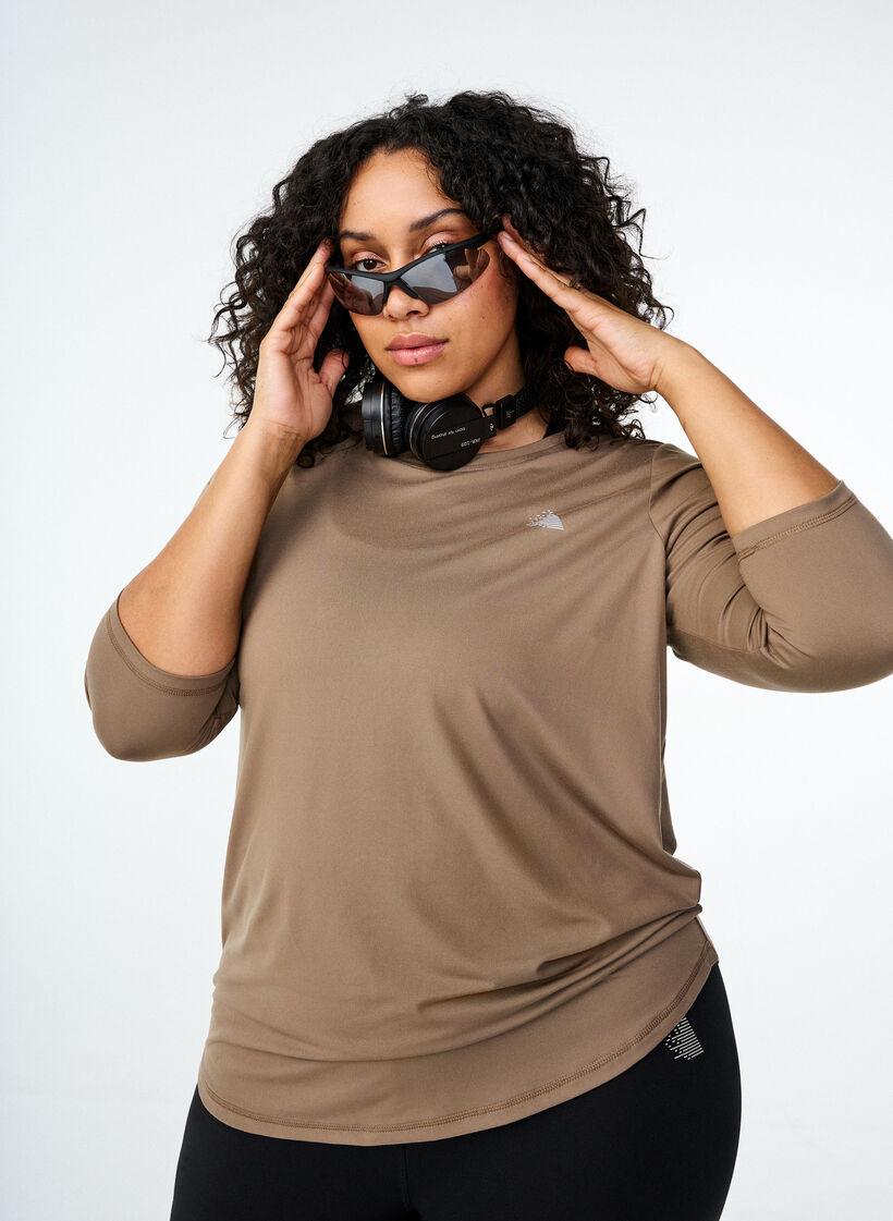 Training blouse with 3/4 sleeves, Beige, Image image number 0