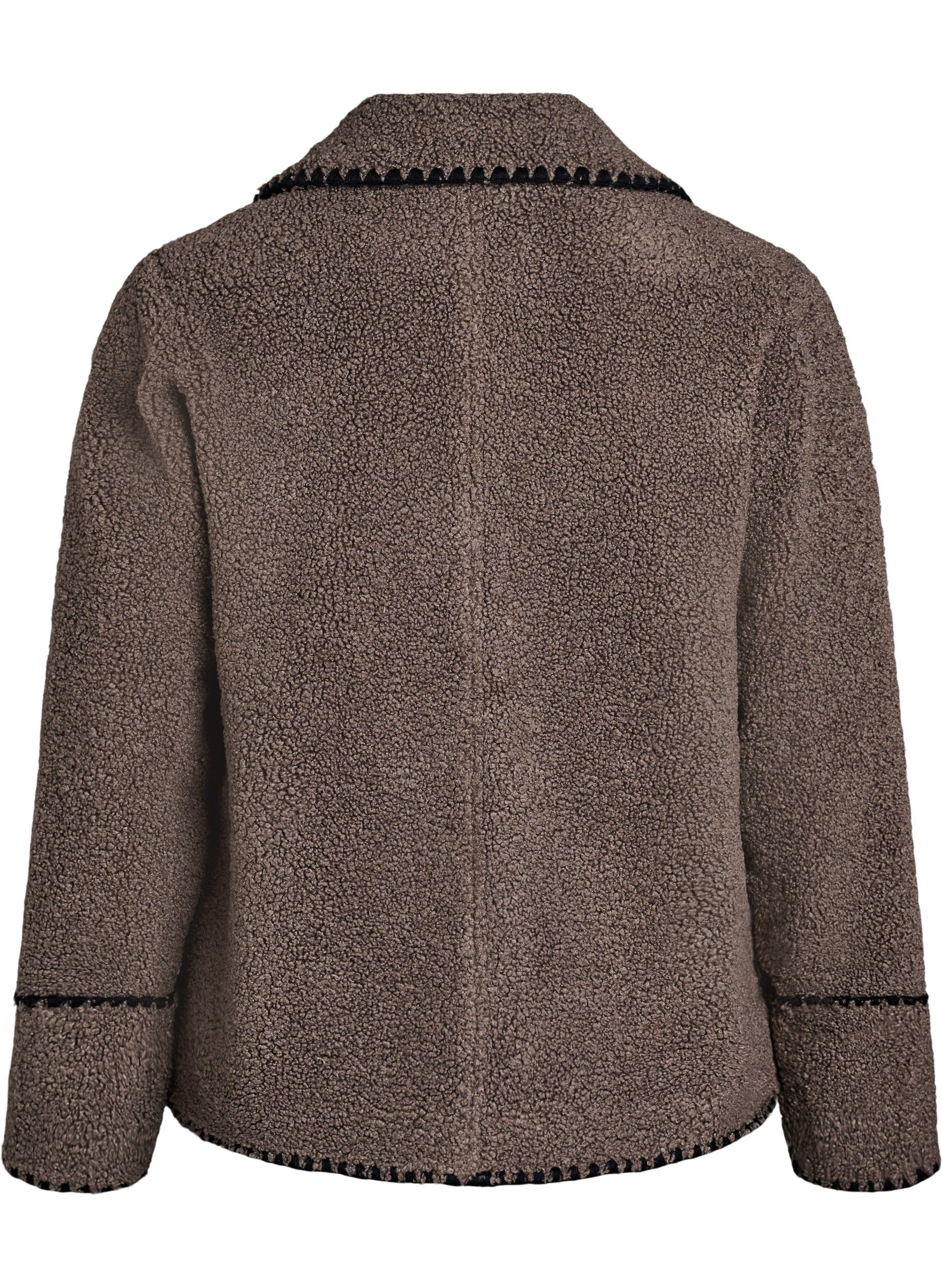 ZizzifashionTeddy jacket with contrast details, Brown, Packshot image number 1