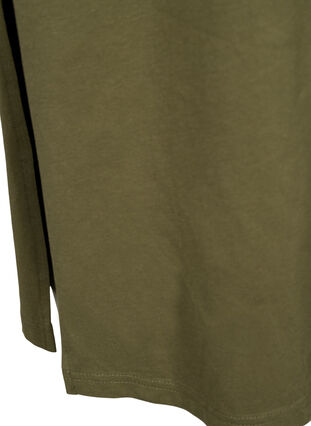 Short sleeve cotton dress with slit, Ivy Green, Packshot image number 3