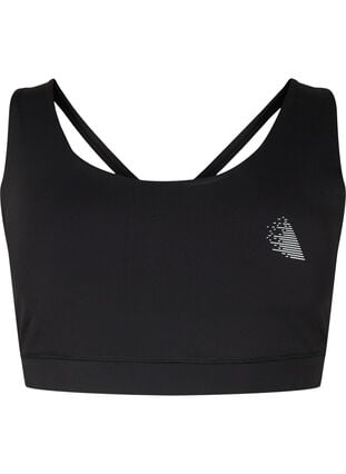 Sports bra with cross detail in the back, Black, Packshot image number 0