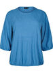 Blouse with texture and 3/4 sleeves, Blue, Packshot image number 0