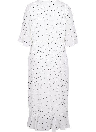 Dotted midi dress with wrap effect, Bright White w. Dots, Packshot image number 1