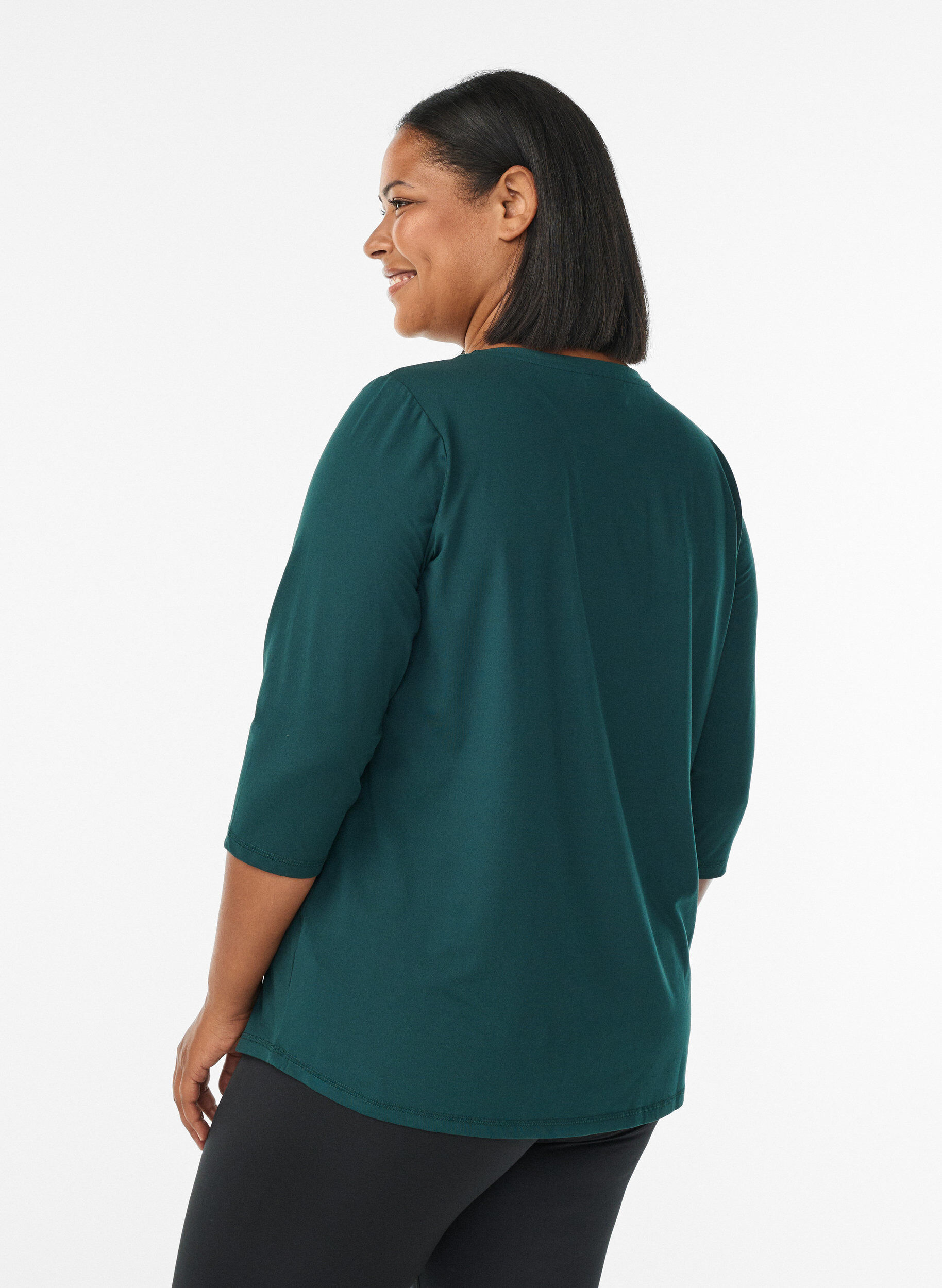 ZizzifashionWorkout top with 3/4 sleeves, Green, Model image number 2