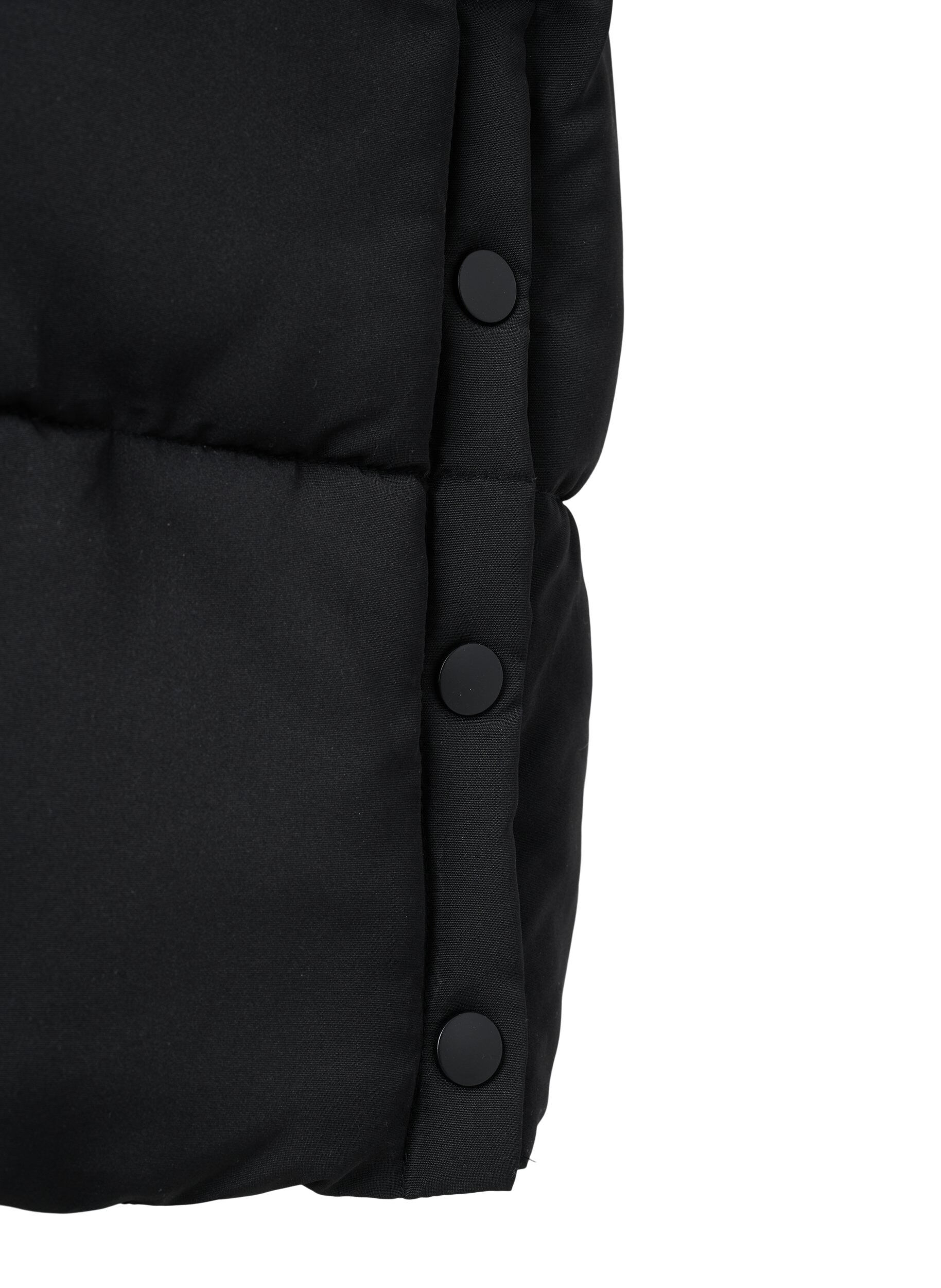 Zizzifashion Long puffer jacket with pockets and hood, Black, Packshot image number 3