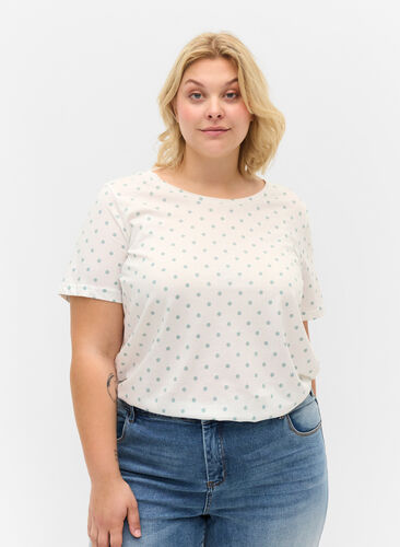 Polka dotted cotton t-shirt, Snow White W. Dot, Model image number 0