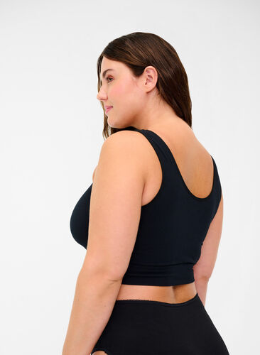 Wireless bra in a ribbed fabric, Black, Model image number 1