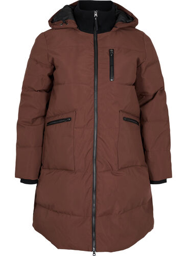 Winter jacket with detachable hood, Friar Brown, Packshot image number 0
