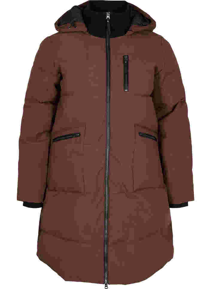 Winter jacket with detachable hood, Friar Brown, Packshot image number 0