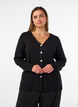 Fine-knit cardigan with decorative buttons, Black, Model image number 0