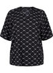 V-neck blouse with bow print, Black Bow AOP, Packshot image number 0