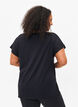 Loose training t-shirt with v-neck, Black, Model image number 1