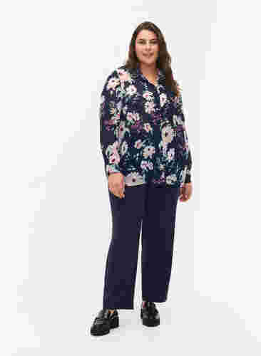 FLASH - Long sleeve shirt with floral print, Navy Flower, Model image number 2