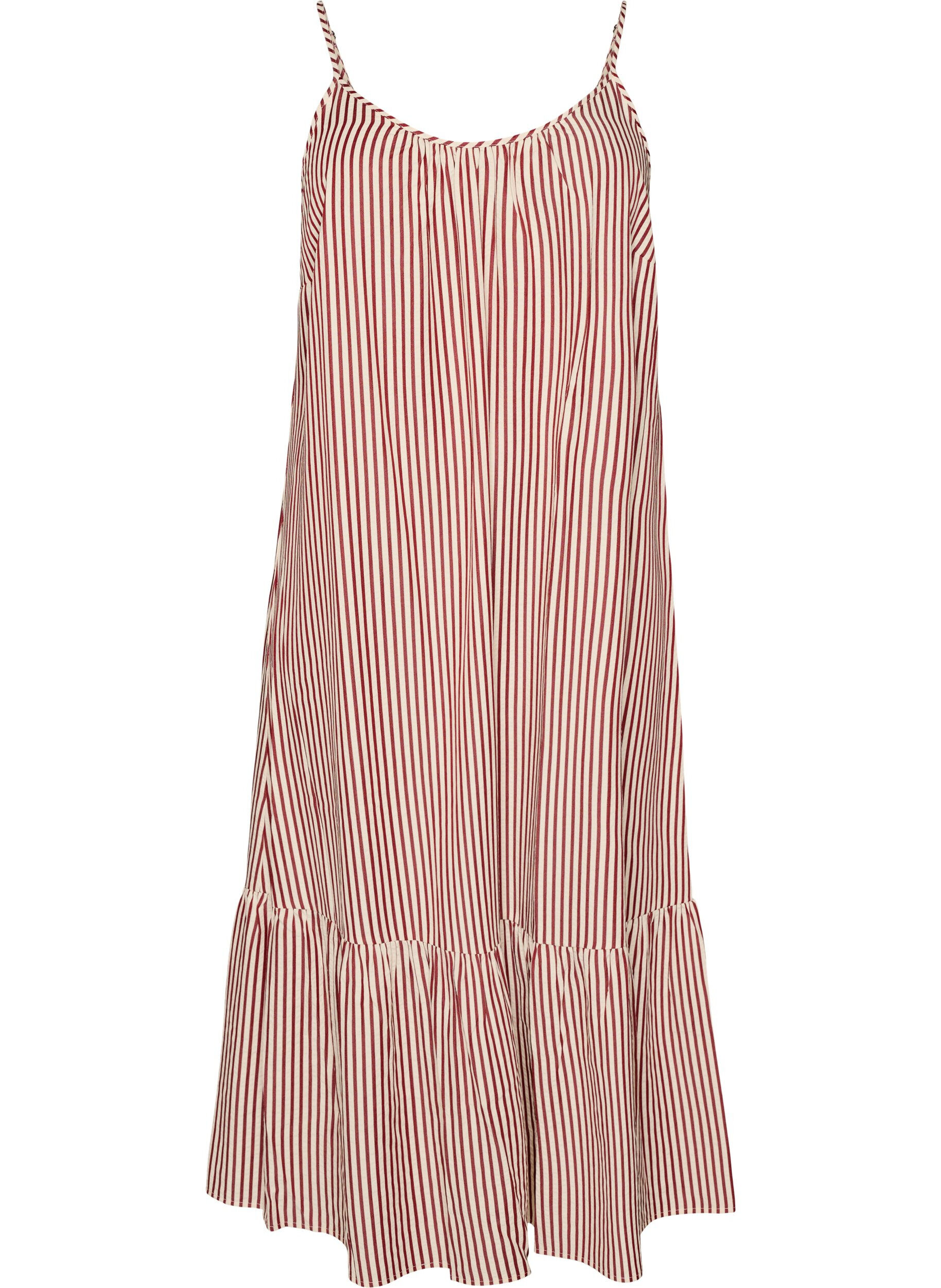 ZizzifashionSummer dress with stripes and A-line shape, Red, Packshot image number 0