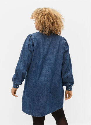 Denim shirt dress in cotton, Dark blue denim, Model image number 1