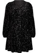 Short A-line sequin dress, Black, Packshot image number 0
