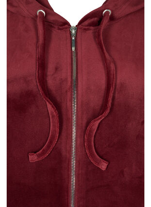Velour cardigan with zipper and hood, Cabernet, Packshot image number 2