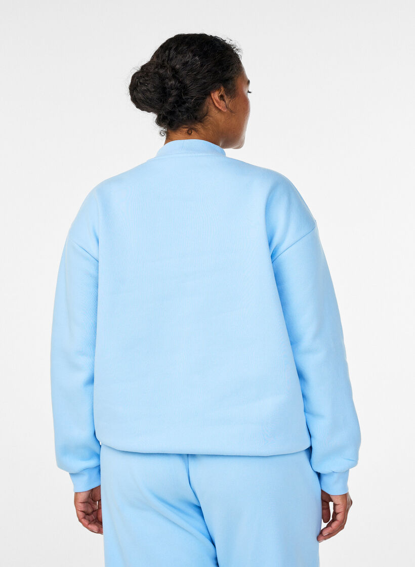 Sweatshirt with high neck and long sleeves, Light Blue, Model image number 2