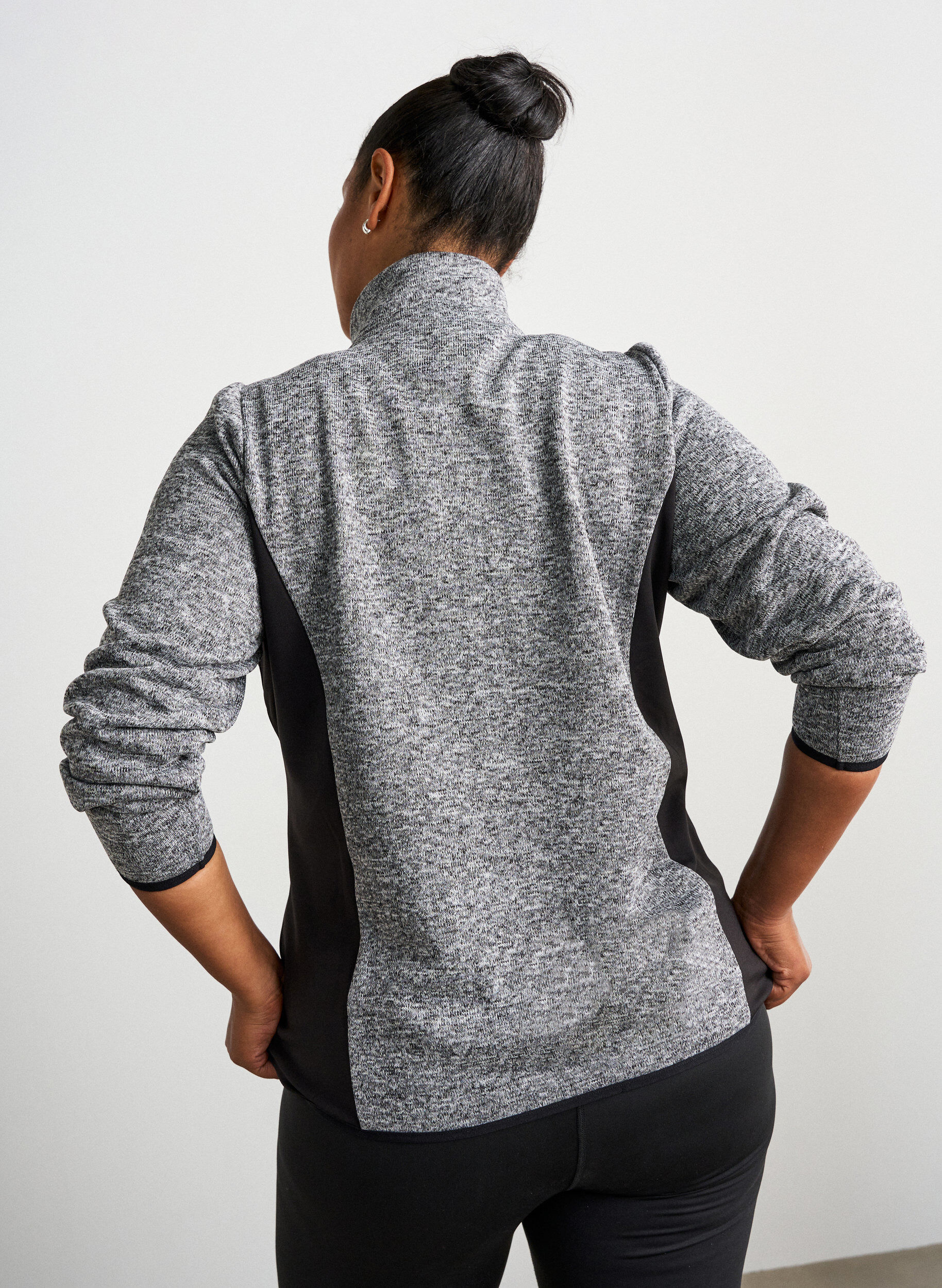 ZizzifashionTraining cardigan with contrast panels and a high collar, Dark Grey, Model image number 2