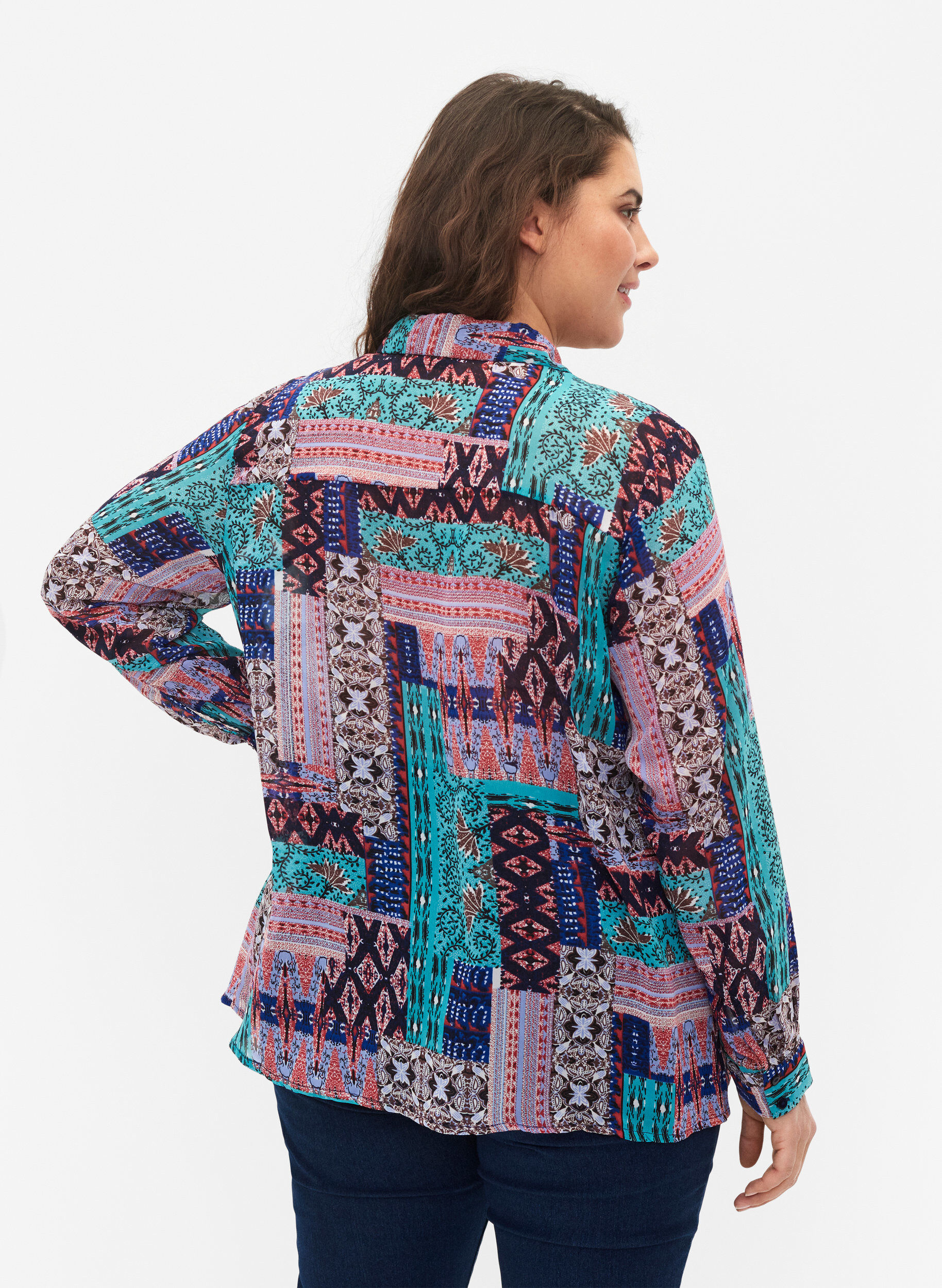 Zizzifashion FLASH - Long sleeve shirt with floral print, Multi Ethnic , Model image number 1