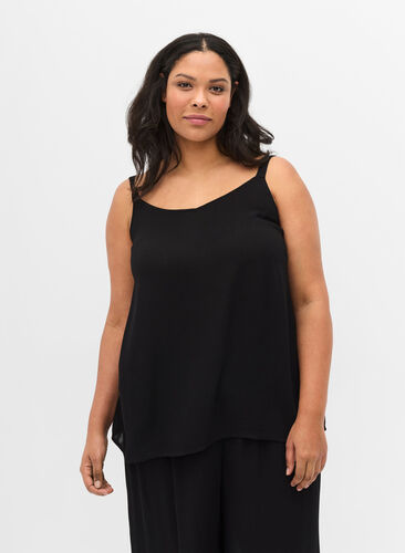 Viscose top with an A-line cut, Black, Model image number 0