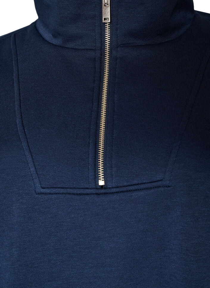 Sweatshirt with a high collar and zipper, Blue, Packshot image number 2