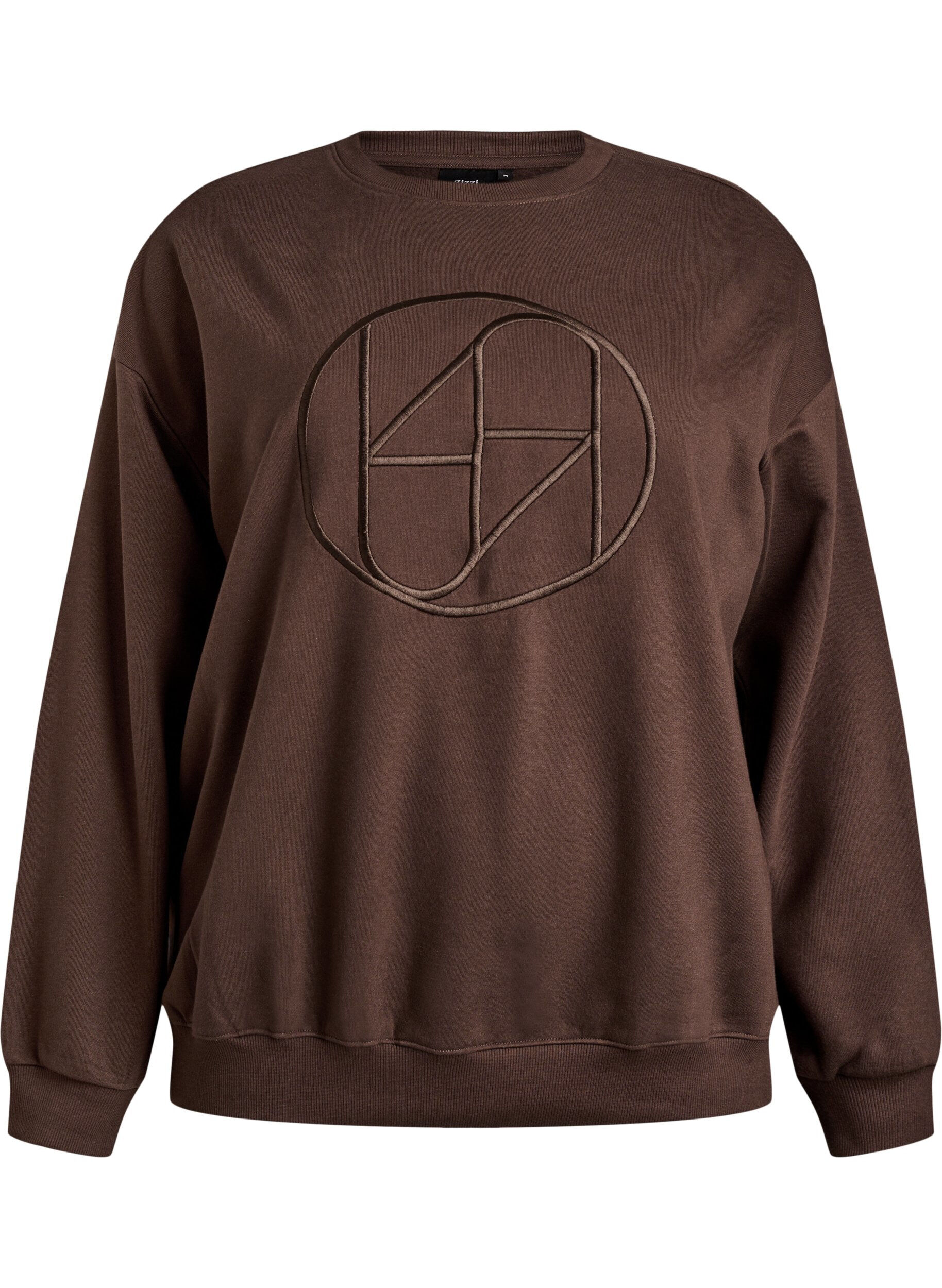 ZizzifashionSweatshirt with motif, Brown, Packshot image number 0