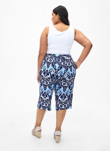 Viscose culotte trousers with print, Blue Ethnic AOP, Model image number 1