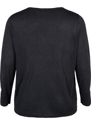 Viscose knit blouse with glitter, Black w. DTM Lurex, Packshot image number 1