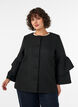 Boucl&eacute; jacket with ruffle details, Black, Model image number 3